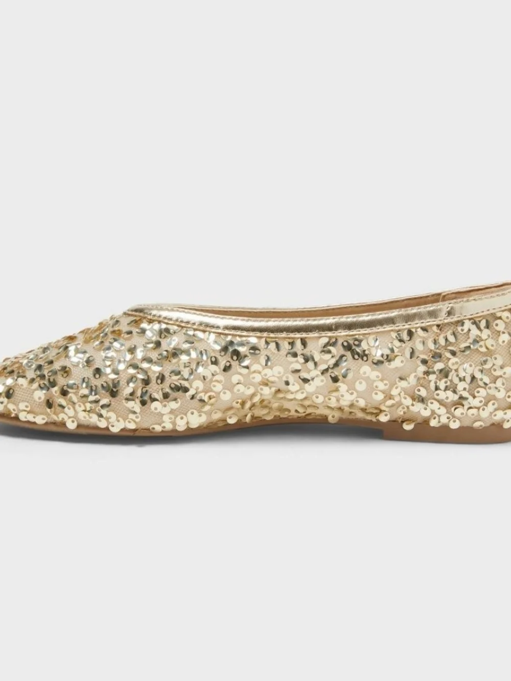 a new day Sammie  Gold Sequin Embellished Ballet Flat Memory Foam Insole